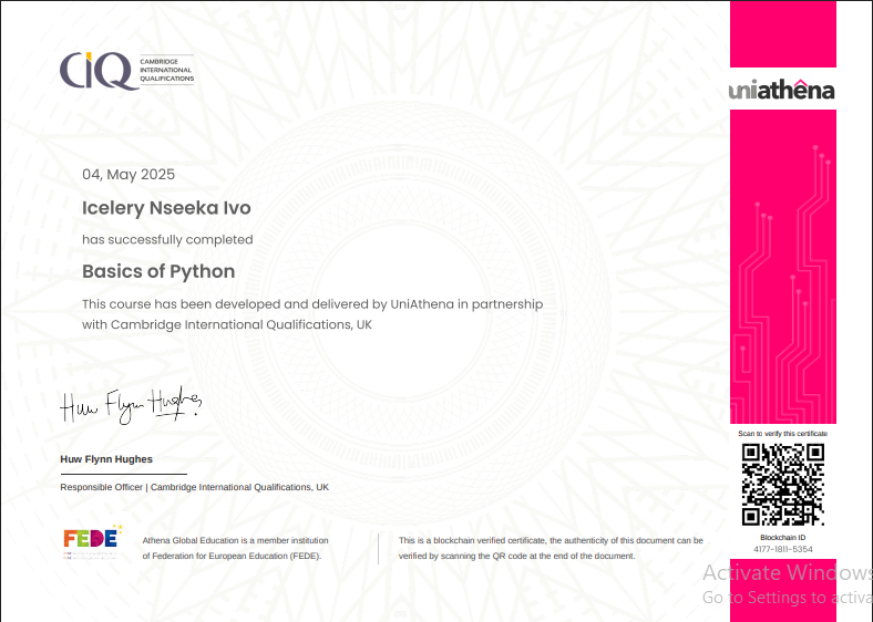 Basics of Python Certification